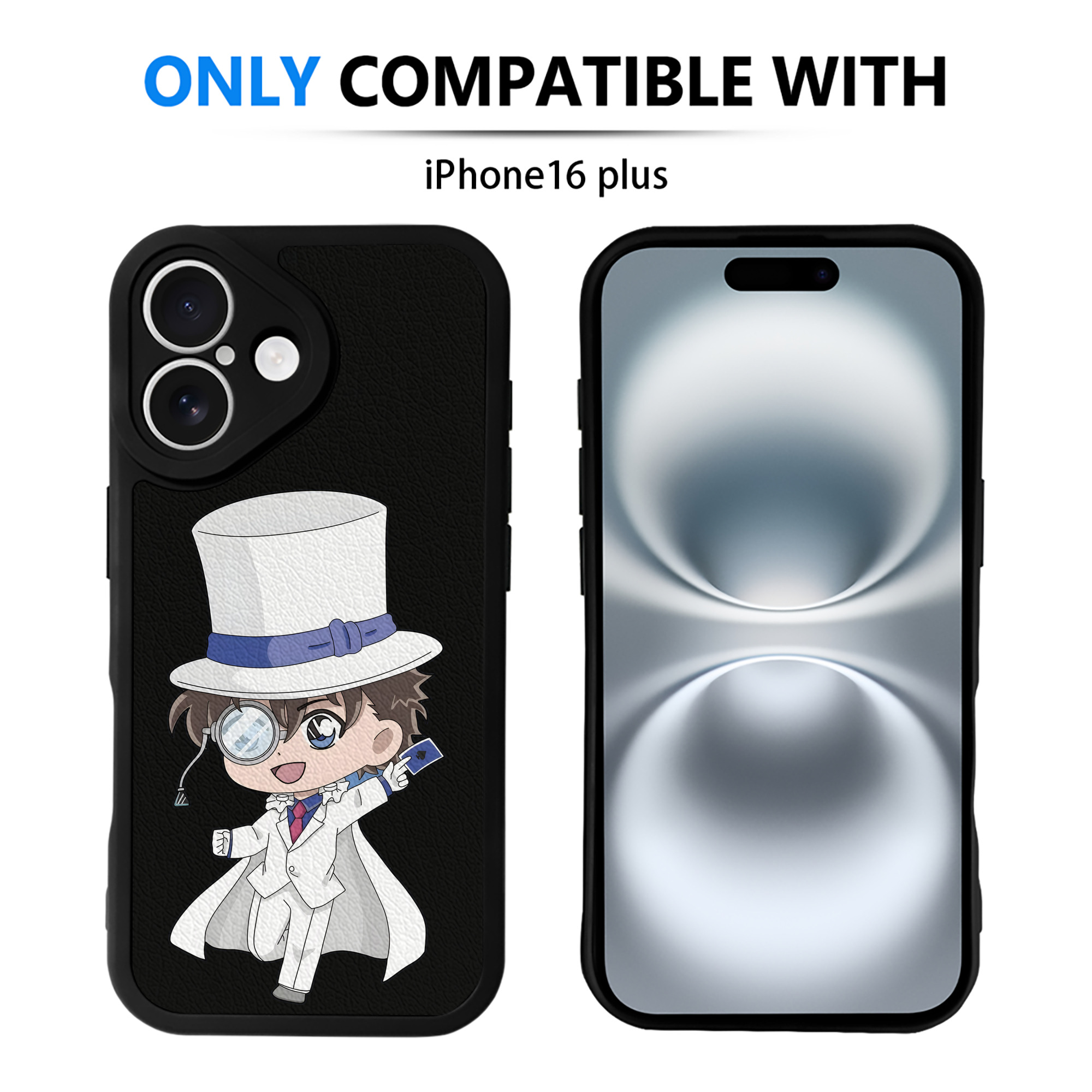（画像用） 名探偵コナン くろば かいと Detective Conan Kuroba Kaito 【iPhone 16シリーズ対応】シリコンスマホケース（レザー調） 材質：シリコン